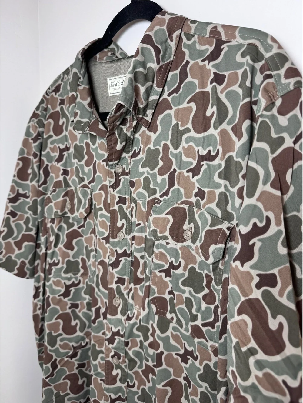 Field & Stream Men's Green Duck Camouflage Button-Up Shirt XL